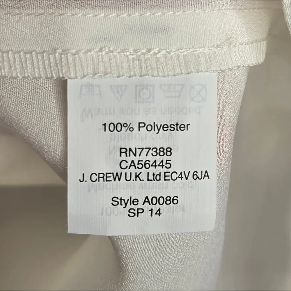 JCrew Women's Sleeveless Offwhite Cream Blouse w/ Black Trim Pockets NWT Size 16